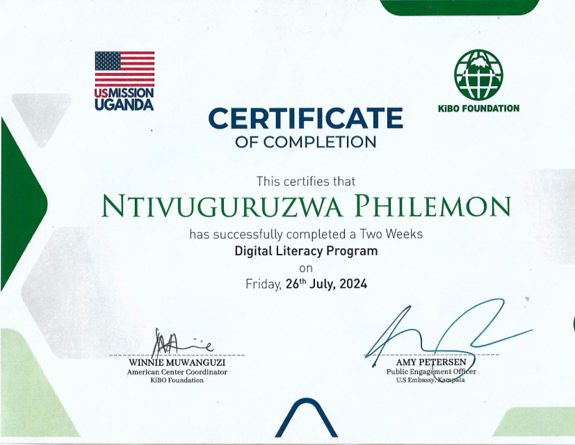 Digital Literacy Program certificate from Kibo Foundation